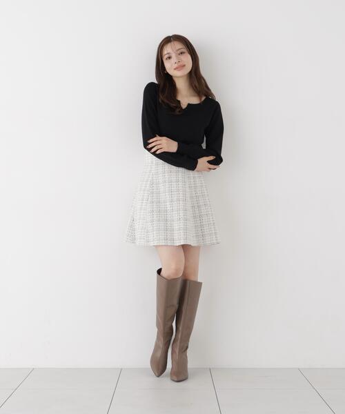 PROPORTION BODY DRESSING(プロポーションボディドレッシング)の「キラ付きハートネック総針トップス / 1216270906(ニット/セーター・レディース・ブラック/ホワイト系その他/グリーン/ブラウン・FREE)」の9枚目の写真