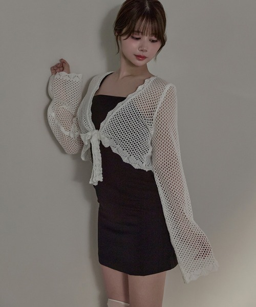 M DOLLY(エムドリー)の「Mesh almashort bolero set / メッシュアルマショートボレロセットドレス(ワンピース・レディース・ブラック/ベージュ・FREE)」の3枚目の写真