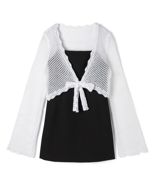 M DOLLY(エムドリー)の「Mesh almashort bolero set / メッシュアルマショートボレロセットドレス(ワンピース・レディース・ブラック/ベージュ・FREE)」の14枚目の写真