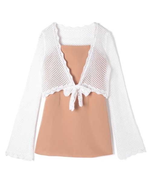 M DOLLY(エムドリー)の「Mesh almashort bolero set / メッシュアルマショートボレロセットドレス(ワンピース・レディース・ブラック/ベージュ・FREE)」の16枚目の写真