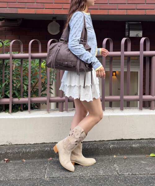 w closet(ダブルクローゼット)の「カッティングウエスタンブーツ(ブーツ・レディース・ベージュ/ブラウン・LARGE/MEDIUM)」の15枚目の写真
