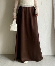 シャイニー光沢 セミフレア ロングサテンスカート