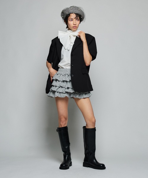 Narcissus(ナルシス)の「【Narcissus】フリルスウェットショートパンツ / 秋 冬 インナーパンツ付き(その他パンツ・レディース・グレー/ブラック・FREE)」の4枚目の写真