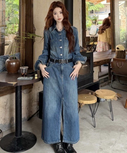 FAVORITO（ファヴォリート）の「襟付きデニムワンピース（ワンピース・レディース・ブルー・S/M/L/XL）」の5枚目の写真