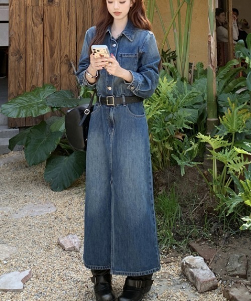FAVORITO（ファヴォリート）の「襟付きデニムワンピース（ワンピース・レディース・ブルー・S/M/L/XL）」の4枚目の写真