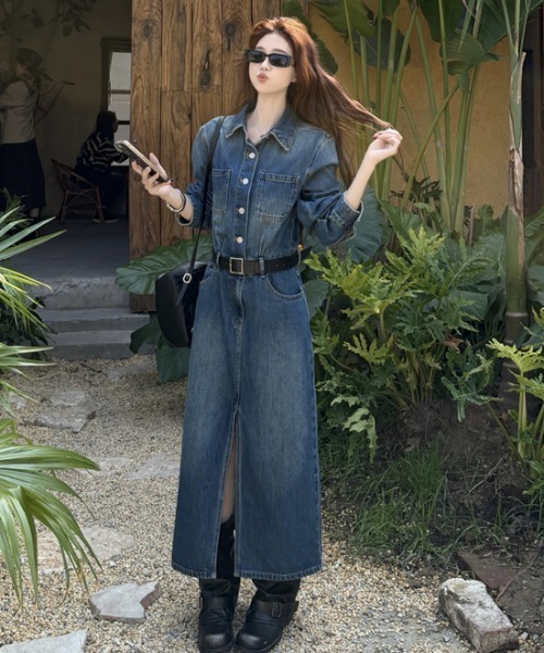 FAVORITO（ファヴォリート）の「襟付きデニムワンピース（ワンピース・レディース・ブルー・S/M/L/XL）」の7枚目の写真