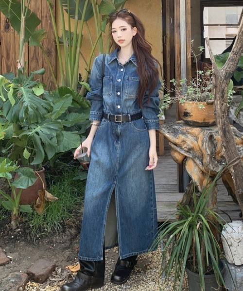 FAVORITO（ファヴォリート）の「襟付きデニムワンピース（ワンピース・レディース・ブルー・S/M/L/XL）」の8枚目の写真