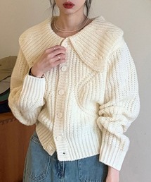 ビッグカラーニットカーディガン