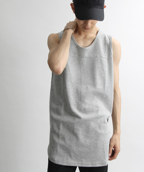 WEGO（ウィゴー）の「WEGO/ワッフルラウンドロングタンクトップ（タンクトップ・メンズ・ブラック/レッド系その他5/ブラック系その他5/ホワイト/ブルー系その他/ライトイエロー/杢グレー・LARGE/MEDIUM/SMALL）」の5枚目の写真