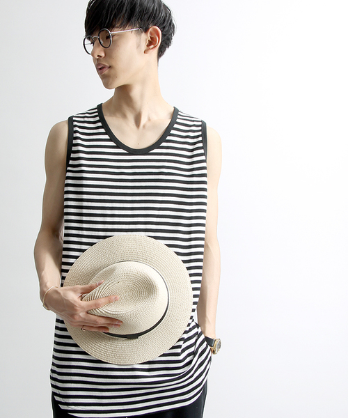 WEGO（ウィゴー）の「WEGO/ワッフルラウンドロングタンクトップ（タンクトップ・メンズ・ブラック/レッド系その他5/ブラック系その他5/ホワイト/ブルー系その他/ライトイエロー/杢グレー・LARGE/MEDIUM/SMALL）」の4枚目の写真