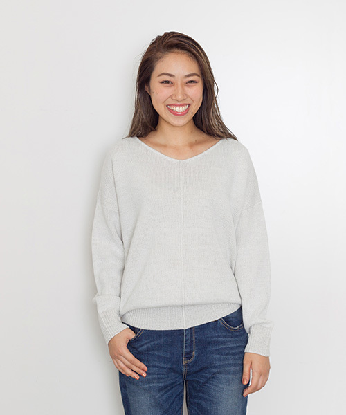 NATURAL BEAUTY BASIC(ナチュラルビューティーベーシック)の「メランジ5Gニット(ニット/セーター・レディース・ホワイト系その他/パープル系その他/グレー系その他・MEDIUM)」の2枚目の写真