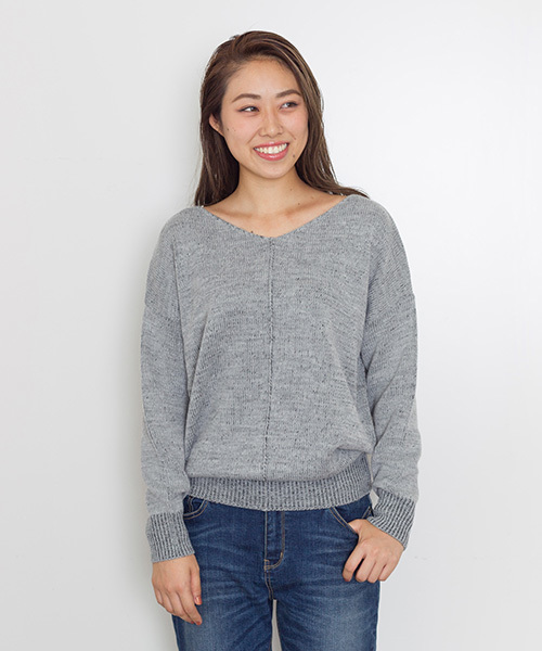 NATURAL BEAUTY BASIC(ナチュラルビューティーベーシック)の「メランジ5Gニット(ニット/セーター・レディース・ホワイト系その他/パープル系その他/グレー系その他・MEDIUM)」の3枚目の写真