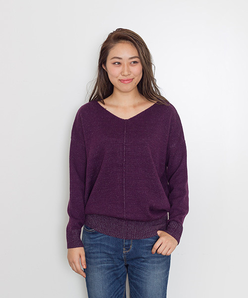 NATURAL BEAUTY BASIC(ナチュラルビューティーベーシック)の「メランジ5Gニット(ニット/セーター・レディース・ホワイト系その他/パープル系その他/グレー系その他・MEDIUM)」の1枚目の写真