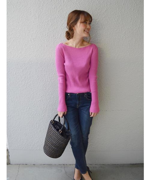 SHIPS（シップス）の「ボートネックリブプルオーバー◇（ニット/セーター・レディース・オフホワイト/ネイビー/ピンク系その他/ベージュ系その他・ONE SIZE）」の6枚目の写真