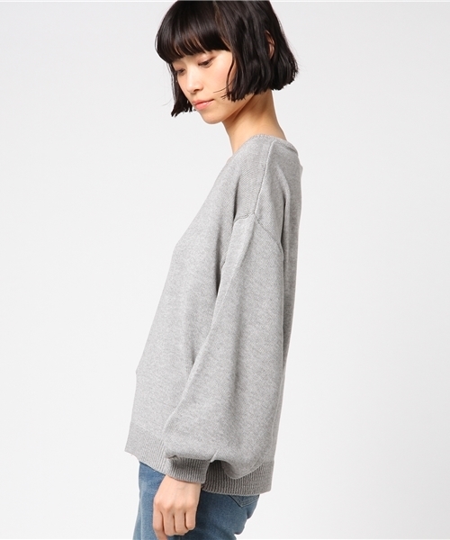 PUNYUS（プニュズ）の「バルーンスリーブニット（Tシャツ/カットソー・レディース・ホワイト/ブラック/サックスブルー/ライトピンク/グレー/杢グレー・4/3/2/1）」の8枚目の写真