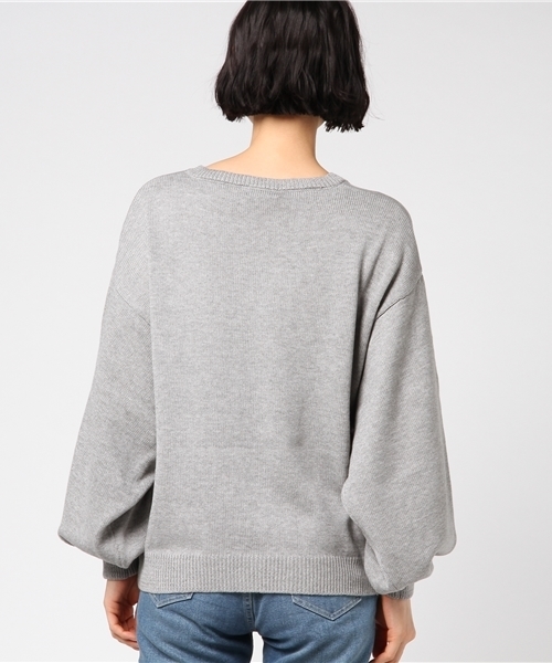 PUNYUS（プニュズ）の「バルーンスリーブニット（Tシャツ/カットソー・レディース・ホワイト/ブラック/サックスブルー/ライトピンク/グレー/杢グレー・4/3/2/1）」の9枚目の写真