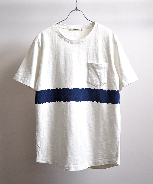Hub&Spoke(ハブアンドスポーク)の「スラブ天竺ボーダープリントTee(Tシャツ/カットソー・メンズ・ホワイト/ネイビー/チャコールグレー・X-LARGE/MEDIUM/LARGE)」の1枚目の写真