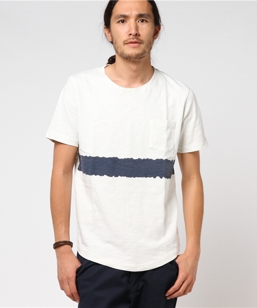 Hub&Spoke(ハブアンドスポーク)の「スラブ天竺ボーダープリントTee(Tシャツ/カットソー・メンズ・ホワイト/ネイビー/チャコールグレー・X-LARGE/MEDIUM/LARGE)」の11枚目の写真