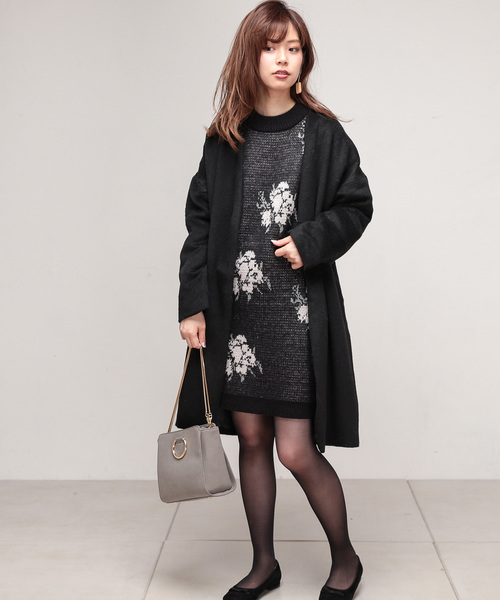 natural couture(ナチュラルクチュール)の「ローズジャガードワンピース(ワンピース・レディース・オフホワイト/ブラック/ピンク・FREE)」の7枚目の写真