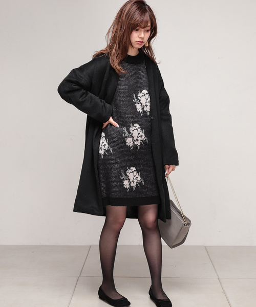 natural couture(ナチュラルクチュール)の「ローズジャガードワンピース(ワンピース・レディース・オフホワイト/ブラック/ピンク・FREE)」の8枚目の写真