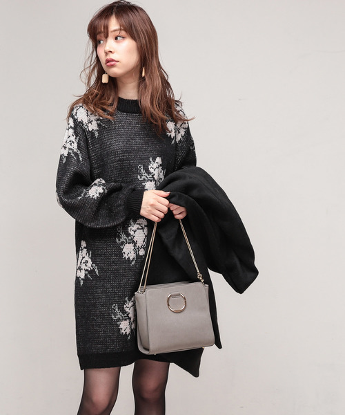 natural couture(ナチュラルクチュール)の「ローズジャガードワンピース(ワンピース・レディース・オフホワイト/ブラック/ピンク・FREE)」の9枚目の写真