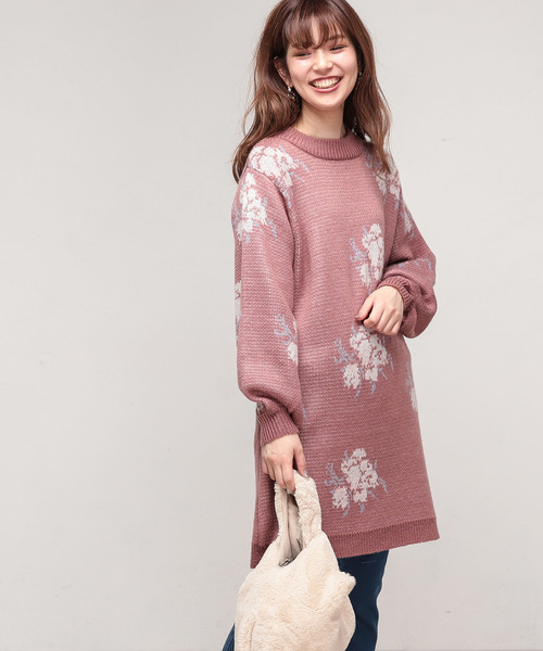 natural couture(ナチュラルクチュール)の「ローズジャガードワンピース(ワンピース・レディース・オフホワイト/ブラック/ピンク・FREE)」の11枚目の写真