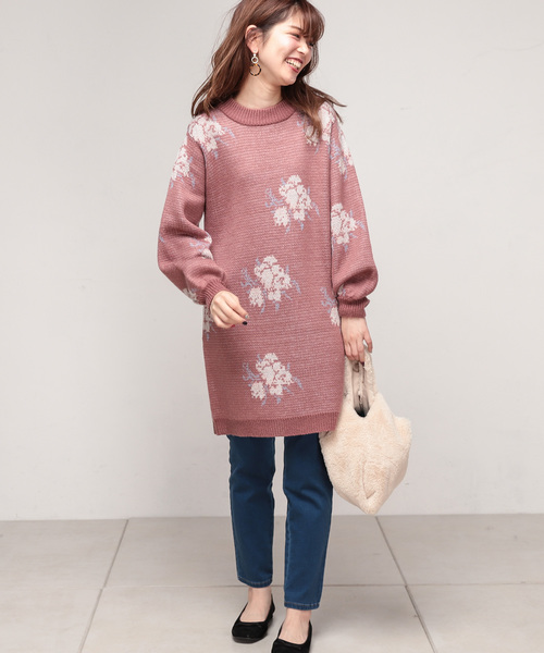 natural couture(ナチュラルクチュール)の「ローズジャガードワンピース(ワンピース・レディース・オフホワイト/ブラック/ピンク・FREE)」の12枚目の写真