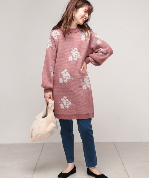 natural couture(ナチュラルクチュール)の「ローズジャガードワンピース(ワンピース・レディース・オフホワイト/ブラック/ピンク・FREE)」の13枚目の写真