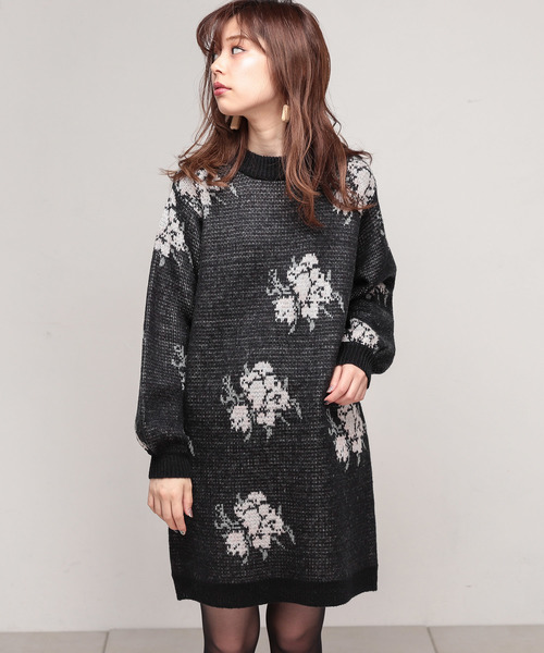 natural couture(ナチュラルクチュール)の「ローズジャガードワンピース(ワンピース・レディース・オフホワイト/ブラック/ピンク・FREE)」の14枚目の写真