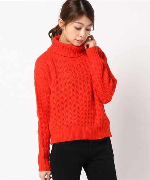 RIVE DROITE(リヴドロワ)の「スイビヤーンハイビネックニット(ニット/セーター・レディース・ダークグレー/オレンジ・FREE)」の1枚目の写真