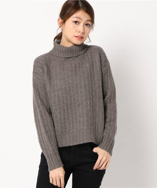 RIVE DROITE(リヴドロワ)の「スイビヤーンハイビネックニット(ニット/セーター・レディース・ダークグレー/オレンジ・FREE)」の2枚目の写真