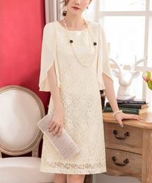 STYLEBLOCK | シフォンスリーブレース切り替えワンピースパーティードレス(ドレス)