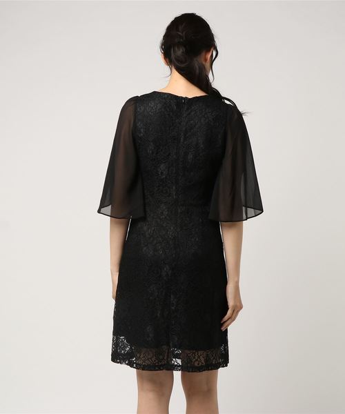 STYLEBLOCK（スタイルブロック）の「シフォンスリーブレース切り替えワンピースパーティードレス（ドレス・レディース・ブラック/ベージュ/グレー/グリーン/ネイビー/レッド・M/S/L/XL/2XL）」の14枚目の写真