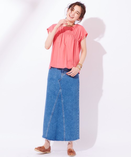 Lee（リー）の「【LEE/リー】REMAKEMIDISK/リメイク風ミディ丈デニムスカート（デニムスカート・レディース・ライトブルー/ブルー・SMALL/MEDIUM/X-SMALL）」の8枚目の写真