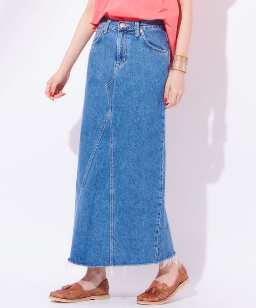 Lee（リー）の「【LEE/リー】REMAKEMIDISK/リメイク風ミディ丈デニムスカート（デニムスカート・レディース・ライトブルー/ブルー・SMALL/MEDIUM/X-SMALL）」の7枚目の写真