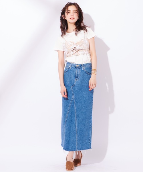 Lee（リー）の「【LEE/リー】REMAKEMIDISK/リメイク風ミディ丈デニムスカート（デニムスカート・レディース・ライトブルー/ブルー・SMALL/MEDIUM/X-SMALL）」の14枚目の写真