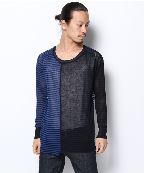 MIDWEST(ミッドウエスト)の「DIET BUTCHER SLIM SKIN クルーボーダーニット(ニット/セーター・メンズ・ネイビー/ローズ・3)」の8枚目の写真