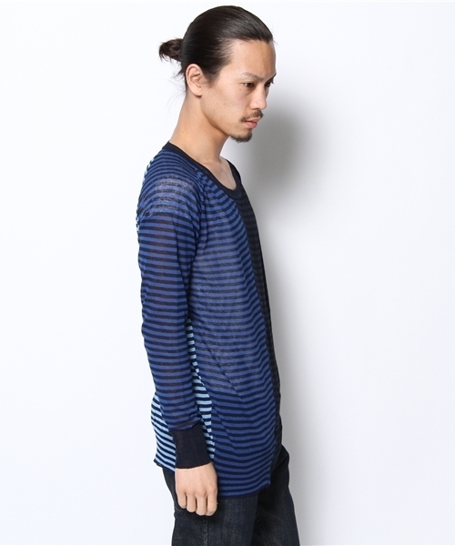 MIDWEST(ミッドウエスト)の「DIET BUTCHER SLIM SKIN クルーボーダーニット(ニット/セーター・メンズ・ネイビー/ローズ・3)」の3枚目の写真