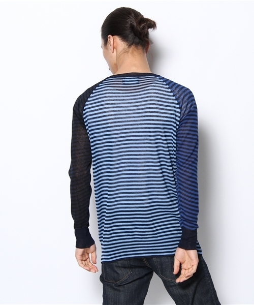 MIDWEST(ミッドウエスト)の「DIET BUTCHER SLIM SKIN クルーボーダーニット(ニット/セーター・メンズ・ネイビー/ローズ・3)」の7枚目の写真