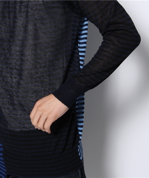 MIDWEST(ミッドウエスト)の「DIET BUTCHER SLIM SKIN クルーボーダーニット(ニット/セーター・メンズ・ネイビー/ローズ・3)」の5枚目の写真