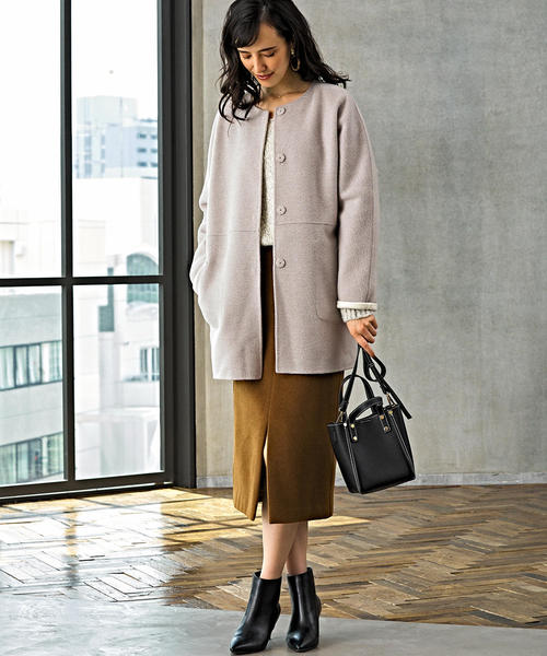 【新品】green label relaxing ノーカラーミドルコート　38 green label relaxing（グリーンレーベルリラクシング）の「SENTDALE