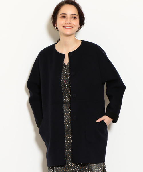 mm◡̈　グリーンレーベルリラクシング ウールノーカラー ミドルコート green label relaxing（グリーンレーベルリラクシング）の「ウール