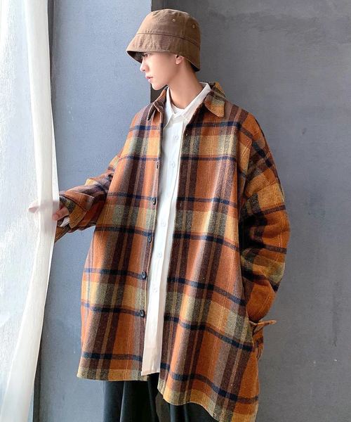 neos(ネオス)の「【neos -addictive design-】オーバーシルエット 起毛 チェック シャツジャケット(ブルゾン・メンズ・ダークグリーン/イエロー・MEDIUM/LARGE/X-LARGE)」の22枚目の写真