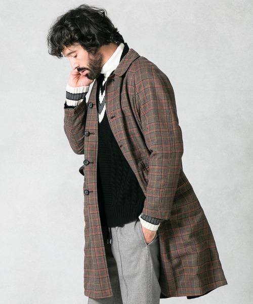 ユナイテッドトウキョウ 日本製 ウールブレンド チェック柄 チェスター