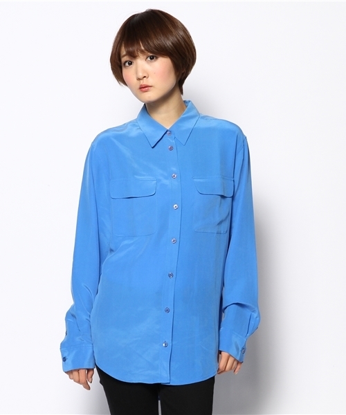 MIDWEST（ミッドウエスト）の「EQUIPMENT ダブルポケットシャツ（シャツ/ブラウス・レディース・ホワイト/ベージュ/ネイビー/ブルー/ダークブルー・X-SMALL/SMALL）」の4枚目の写真