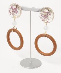 【lulugiraffe】ヴィンテージフラワーウッドピアス