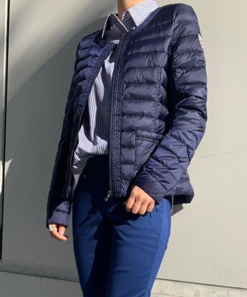 J.O.T.T(ジョット)の「JOTT ノーカラー パッカブル ダウンジャケット /9800-DOUDA(ダウンジャケット/コート・レディース・ベージュ/ネイビー/イエロー・S)」の19枚目の写真