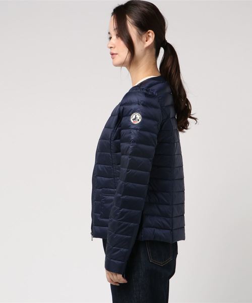 J.O.T.T(ジョット)の「JOTT ノーカラー パッカブル ダウンジャケット /9800-DOUDA(ダウンジャケット/コート・レディース・ベージュ/ネイビー/イエロー・S)」の4枚目の写真