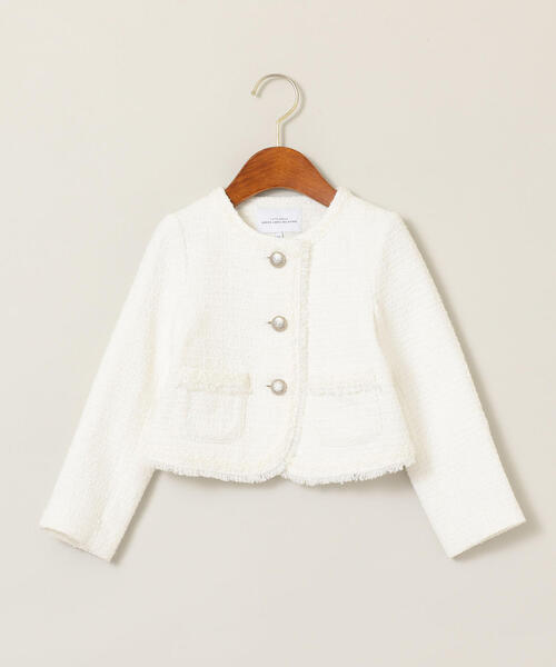 green label relaxing ツイード ノーカラージャケットホワイト green label relaxing（グリーンレーベルリラクシング）の