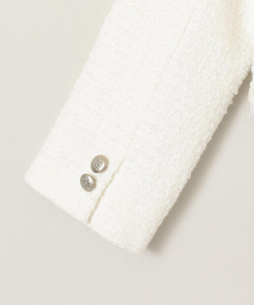 green label relaxing（グリーンレーベルリラクシング）の「ラメツイード ノーカラージャケット（ノーカラージャケット・キッズ・ネイビー/オフホワイト/ライトブルー・125/135/115）」の11枚目の写真